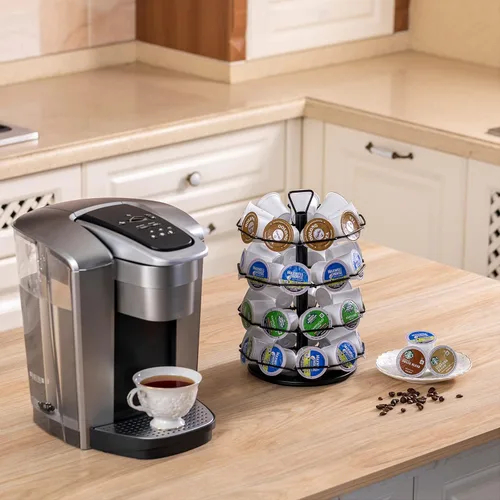 Miniatura 5 de ZCDCP Soporte para tazas K de 4 niveles, soporte organizador de almacenamiento de cápsulas de café de metal, compatible con cápsulas de 36 K Cup