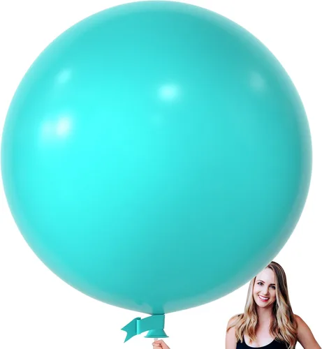 Miniatura 57 de KALOR Globos gigantes retro azul brumoso de 36 pulgadas, paquete de 6 globos de látex grandes redondos retro azul brumoso para aniversario