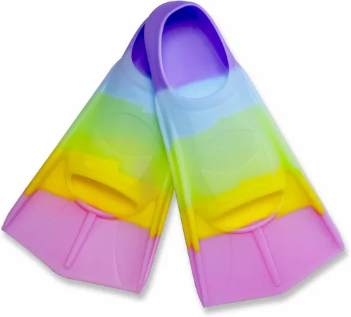 Miniatura 14 de Aletas de natación para niños, aletas cortas para jóvenes, aletas de entrenamiento de natación para natación de regazo, para niños y niñas