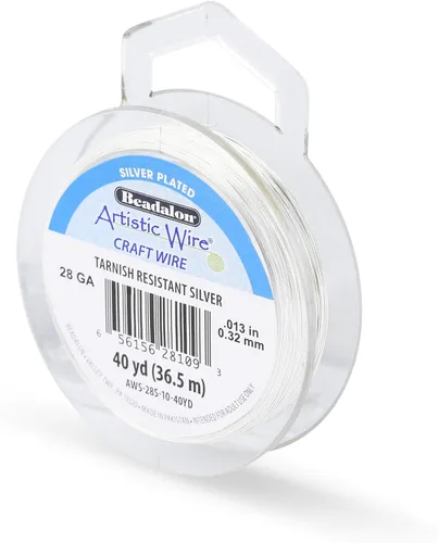 Miniatura 91 de Artistic Wire, alambre para manualidades de calibre 22 bañado en plata, resistente a las manchas, color cobre, blanco, 9,1 m