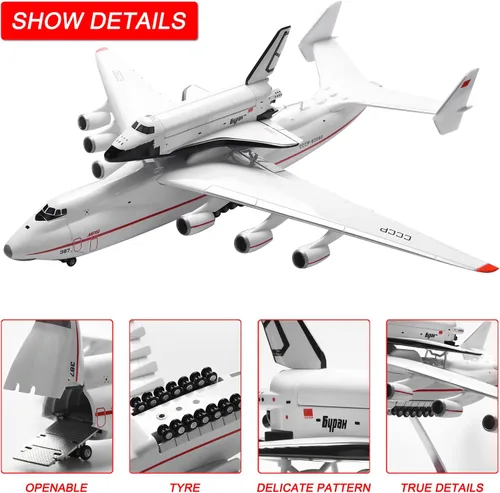 Miniatura 3 de Escala 1:200 An-225 ANTONOV que lleva con espacialeshuttle BURAN Resina Aviones Modelo Diecast para Colección