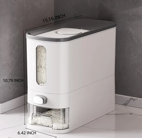 Miniatura 5 de IEEK Dispensador de arroz de 12 libras, recipientes grandes de almacenamiento de alimentos secos para cereales, contenedor de almacenamiento