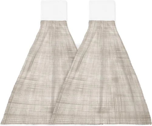 Miniatura 13 de Toallas de cocina colgantes estilo granja, retro, textil, textura a cuadros, toallas de mano con lazo para colgar, estilo granja, suaves