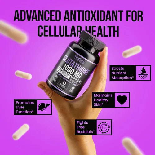 Miniatura 3 de VitaRaw 1000 mg de glutatión para apoyo inmunológico - Complejo de absorción de 100 mg - Suplemento de glutatión liposomal reducido con ácido alfa