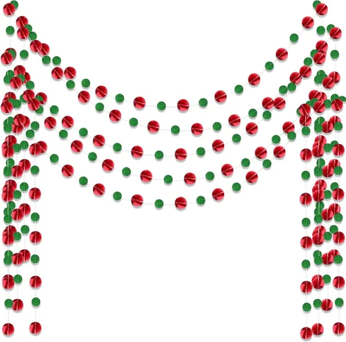 Miniatura 37 de Outus Guirnalda de puntos redondos negros y rojos, 5 piezas, decoración para colgar en fiestas de graduación, cada longitud de 13.1 pies