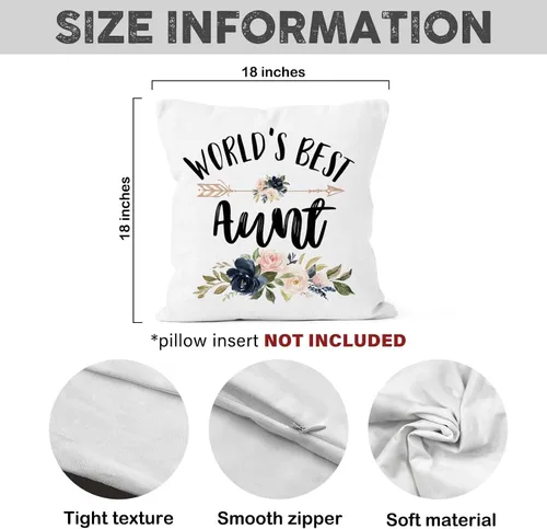 Miniatura 7 de World's Best Aunt Gifts - Funda de almohada de 18 x 18 pulgadas, funda de almohada de cumpleaños para tía y tía, funda de almohada cuadrada