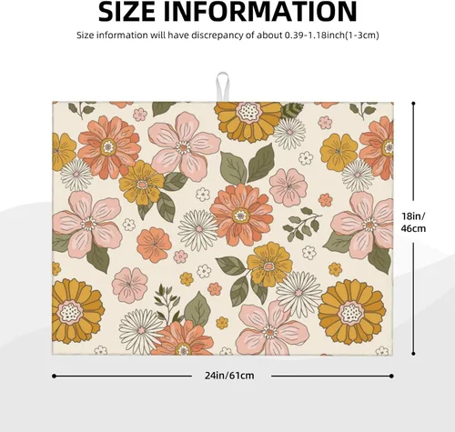 Miniatura 2 de Apple Orchard - Tapete de secado de platos de grano de madera de 18 x 24 pulgadas para encimera de cocina, almohadilla absorbente de microfibra