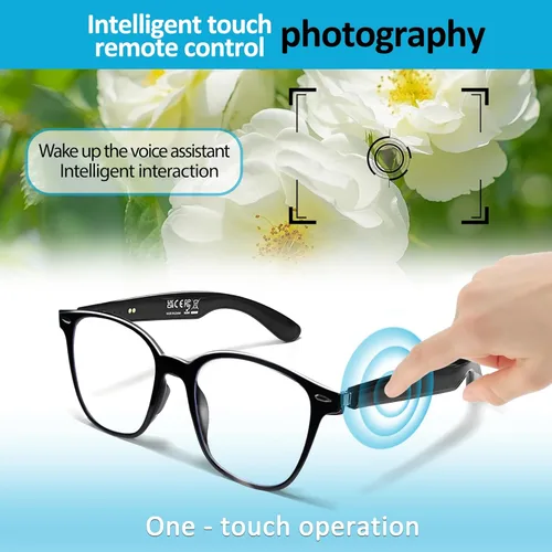 Miniatura 4 de Lentes inteligentes AI, Bluetooth 5.4 con altavoces de oído abierto y asistente de voz, traducción en tiempo real, lentes de luz anti-azul