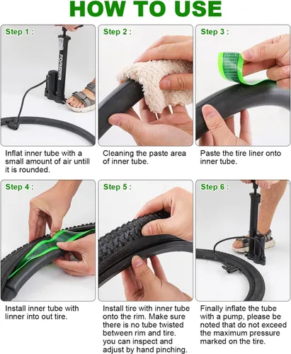Miniatura 7 de Julai Bike Tire Liners, Mountain Bicycle Tube Flats Self-Adhesive Protector Puncture Free Compatible with 20 24 26 28 29