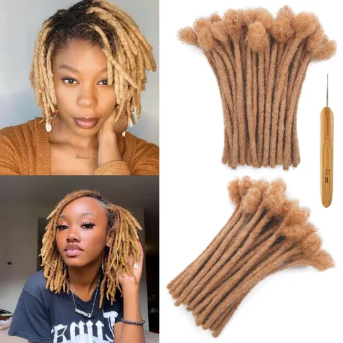 Miniatura 9 de Extensiones de rastas de cabello humano de 6 pulgadas de grosor, 10 hebras, extensiones de cabello humano real, negro natural para mujeres, hombres