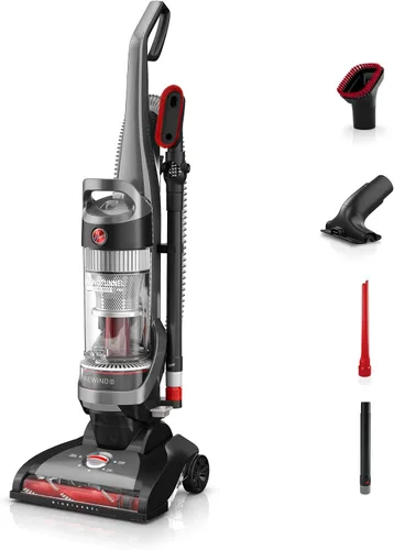 Hoover WindTunnel Cord Rewind Pro - Aspiradora vertical con cable para alfombras y suelos duros, filtración multiciclónica, cable de rebobinado