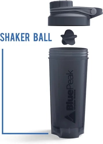 Miniatura 4 de BluePeak Botella mezcladora de proteínas de 28 onzas, paquete de 3 con tapa giratoria. Sin BPA, bolas agitadoras incluidas (morado, rojo y gris)