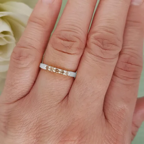 Miniatura 95 de Dazzlingrock Collection Anillo de boda redondo de 5 piedras preciosas o diamantes para mujer en oro macizo de 10 K/14 K/18 K