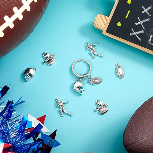 Miniatura 6 de Blulu Colgantes de fútbol mixtos con cuentas de jugador de fútbol plateado, dijes, colgantes para collar, encantos deportivos, joyería, accesorios