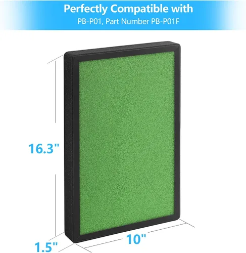 Miniatura 2 de Paquete de 1 filtro de repuesto PB-P01 compatible con purificador PB-P01, número de pieza PB-P01F
