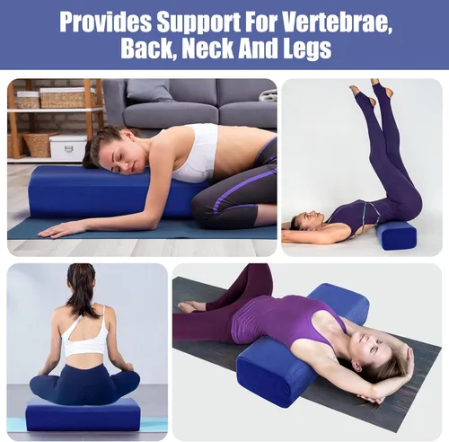 Miniatura 5 de MABOZOO Almohada de yoga, esponja de triple capa, cojín rectangular de yoga con asa de transporte, almohada de meditación con funda lavable para Azul