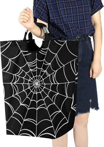 Miniatura 6 de Cesta de lavandería plegable de araña de Halloween con asas acolchadas, impermeable, duradera, cesta de almacenamiento para juguetes, organizador