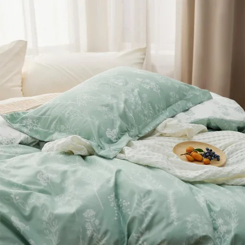 Miniatura 8 de Bedsure - Funda de edredón tamaño King, reversible floral verde, cierre de cremallera, 3 piezas, 1 funda de edredón 104 x 90 pulgadas, 8 lazos en 00