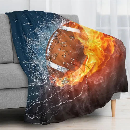 Miniatura 3 de Manta de Tiro de Fútbol Americano Deporte Genial, Súper Suave y Cálida, Mantas de Cama para Sofá, Dormitorio, Oficina, Automóvil, Manta de Franela