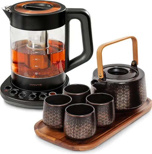 Miniatura 13 de Vianté - Tetera eléctrica con infusor para hojas sueltas. Elaborador de té caliente con control de temperatura y apagado automático. Tetera