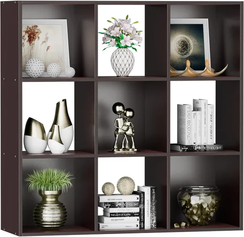 Miniatura 14 de SUPER DEAL Estantería Abierta de 12 Compartimentos, Gabinete de Almacenamiento de 47 Pulgadas de Ancho, Estanterías Cúbicas de Madera para Libros