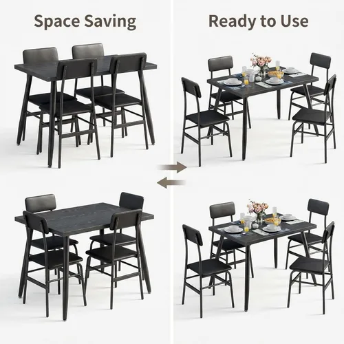 Miniatura 5 de Gizoon Juego de mesa de comedor para 4, moderno juego de mesa y sillas de cocina de 5 piezas, espacio pequeño Comedor de 4 Sillas y Mesa, marco