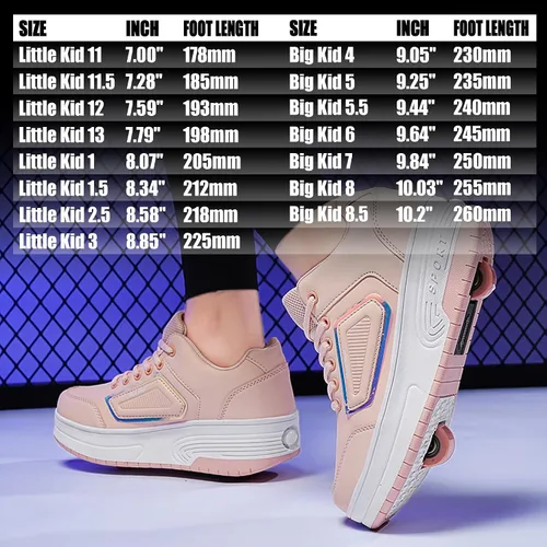 Miniatura 6 de Wooowyet - Zapatos con ruedas recargables para patinar para niños, unisex, con luces LED, moda
