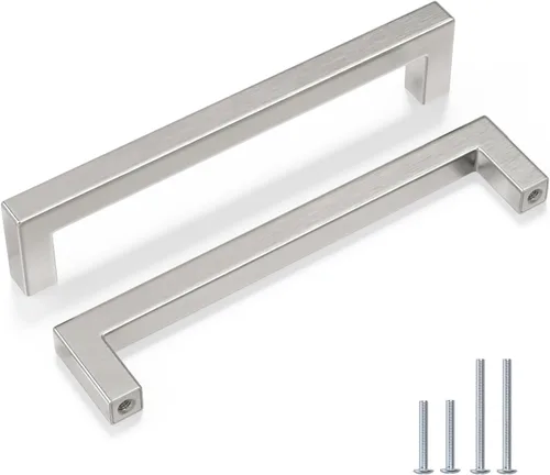 Miniatura 9 de Goldenwarm 1 paquete de manija cuadrada negra para cajones de gabinete de barra, de acero inoxidable, herrajes modernos para gabinetes de cocina