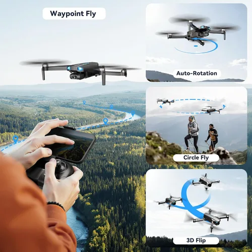 Miniatura 3 de Dron con cámara para niños 1080P HD FPV, cuadricóptero con motor sin escobillas para adultos y principiantes, vuelo por waypoint, voltereta 360°