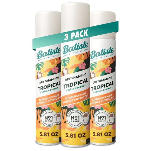 Batiste Champú seco tropical, champú sin agua, 3.81 onzas, paquete de 3