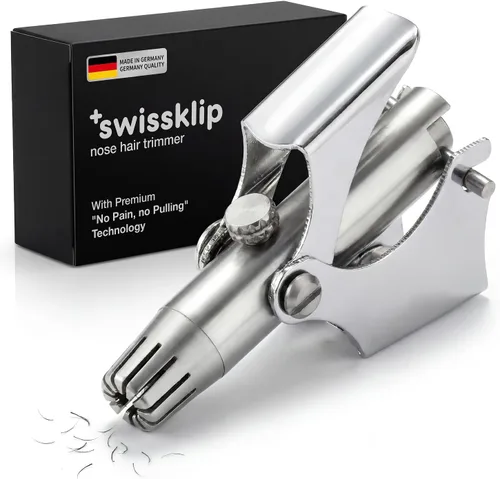 Swissklip Swissker - Recortador manual de vello de nariz para hombres y mujeres, removedor de pelo de oreja de acero inoxidable de precisión,