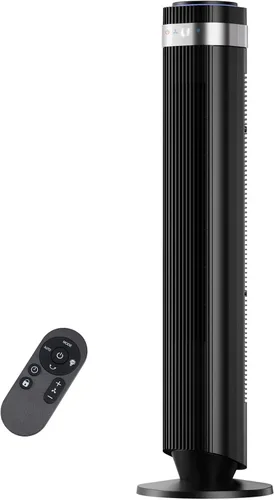 NEWBULIG Ventilador de torre para dormitorio, ventilador oscilante sin aspas con control remoto, 5 velocidades y 4 modos, 28 dB silencioso para Negro