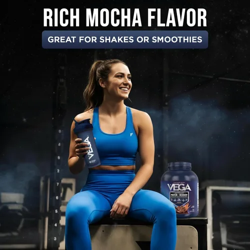 Miniatura 5 de Vega Sport Proteína Vegana en Polvo + Recuperación - 30g de Proteína a Base de Plantas por Porción, Mocha, 45 Porciones, 5g de BCAA, Probióticos