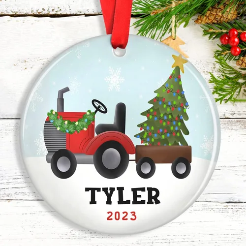 Miniatura 3 de Adornos de Navidad personalizados para camión volquete, adorno personalizado para bebé, adornos para árbol de Navidad para niños, adornos de camión