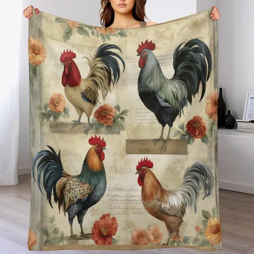 Miniatura 7 de Manta de franela de forro polar con dije de país, gallo, de 60 x 80 pulgadas, para sofá, cama, oficina, regalo para San Valentín, madre, padre
