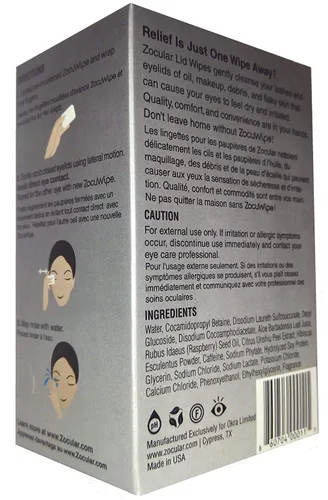 Miniatura 3 de Zocular Zocuwipe Toallitas para párpados con complejo natural de okra - Almohadillas suaves de limpieza e hidratación de párpados - 40