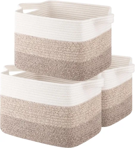 Miniatura 12 de OIASKET Cesta de almacenamiento para organizar, cestas tejidas para almacenamiento, cestas decorativas rectangulares para shleves, armario