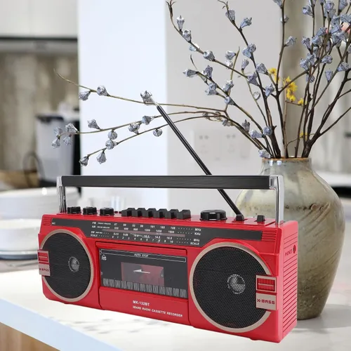 Miniatura 6 de Tangxi Boombox reproductor de casete retro, reproductor de cassette radio AM/FM/SW, conversión USB MP3, altavoces estéreo integrados, para viajes