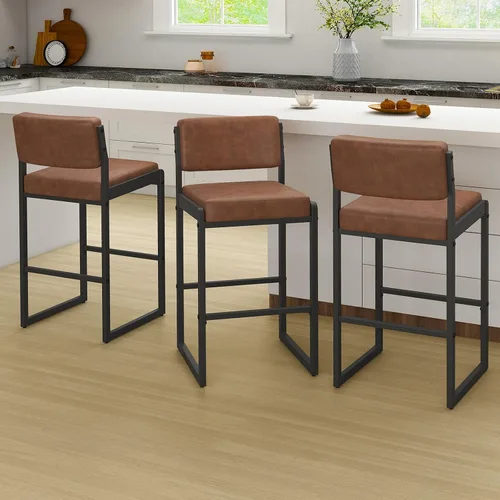 Miniatura 71 de SAECKBERG Taburetes de bar modernos de altura de mostrador, sillas de barra de 26 pulgadas de altura con respaldo, taburetes tapizados, taburetes