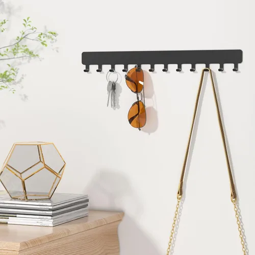 Miniatura 6 de Bussdis Organizador de Collares - Organizador de Joyería Colgante, Autoadhesivo, Montaje en Pared, Paquete de 2, Negro