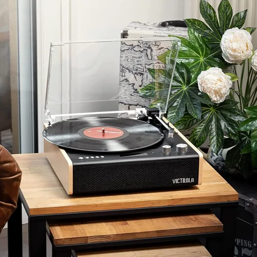 Miniatura 2 de Victrola Eastwood – Reproductor de discos Bluetooth – Tocadiscos de 3 velocidades, cartucho MM premium, transmisión de vinilo para transmisión Bambú