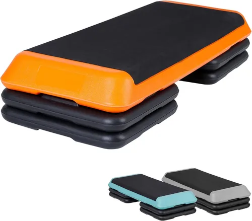Miniatura 9 de Escalón aeróbico ajustable para entrenamiento, plataforma de ejercicios con 4 elevadores, superficie antideslizante para entrenamiento de gimnasio