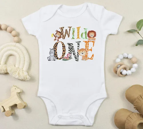 Miniatura 2 de Wild One - Traje de primer cumpleaños – Body o camisa de animales de zoológico, ropa de fiesta temática de safari para niños y niñas