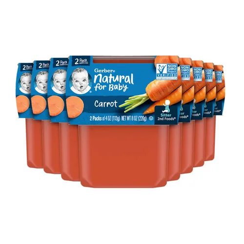 Gerber 2nd Foods Carrot - Alimento de puré para bebés, 4 onzas, 2 unidades (paquete de 8)