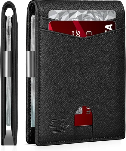Miniatura 19 de Zitahli - Billetera delgada con 12 ranuras para tarjetas, ventana de identificación con clip para dinero, bolsillo frontal RFID plegable, pequeña