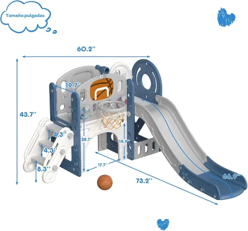 Miniatura 4 de XJD Conjunto de Tobogán 8 en 1 para Niños Pequeños, Tobogán para Niños de 1+ Años, Conjunto de Juego de Tobogán Escalador para Niños Pequeños