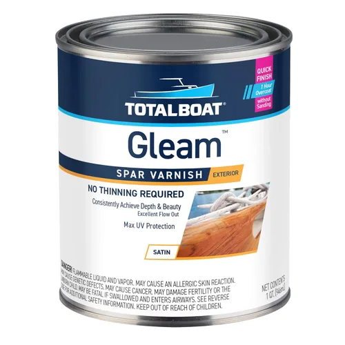 Miniatura 11 de TotalBoat Gleam Marine Spar - Barniz brillante y satinado para madera, barcos y muebles de exterior (brillo, dos pintas)