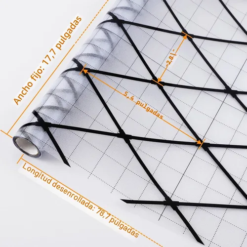 Miniatura 8 de VELIMAX Película de vinilo de vidrio decorativo para ventana, diseño de celosía negra esmerilada, película de vinilo de vidrio extraíble