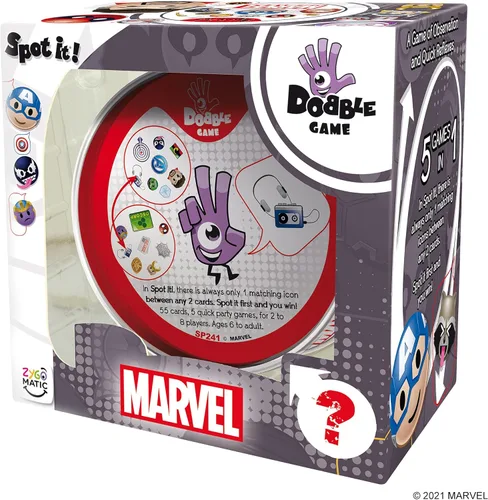 Miniatura 2 de Spot It! Marvel Emojis - Juego de cartas de la familia Marvel Super Heroes para diversión de superhéroes. Juego de emparejamiento rápido para niños