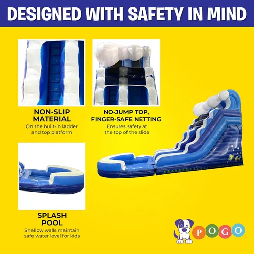 Miniatura 5 de Crossover Tobogán acuático inflable para niños con piscina extraíble, 25.5 x 9 x 15 pies, tobogán acuático de fiesta en el patio trasero, incluye